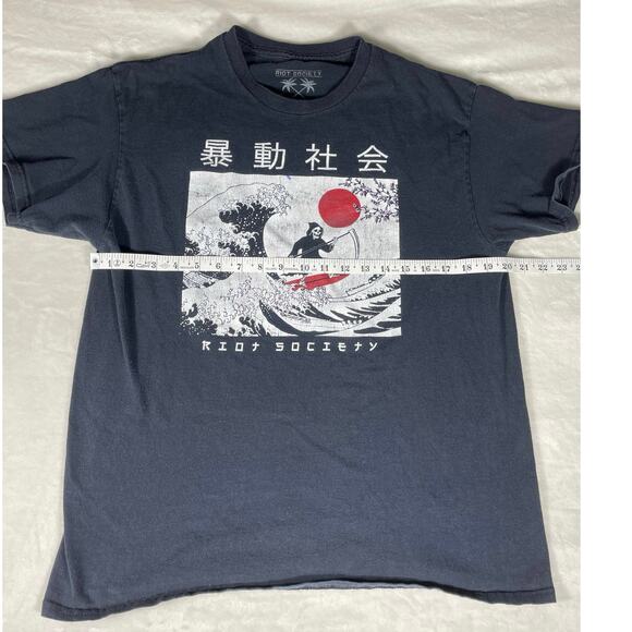 Riot Society Grim Reaper Surf Tee Black Graphic Shirt L - Picture 3 of 6